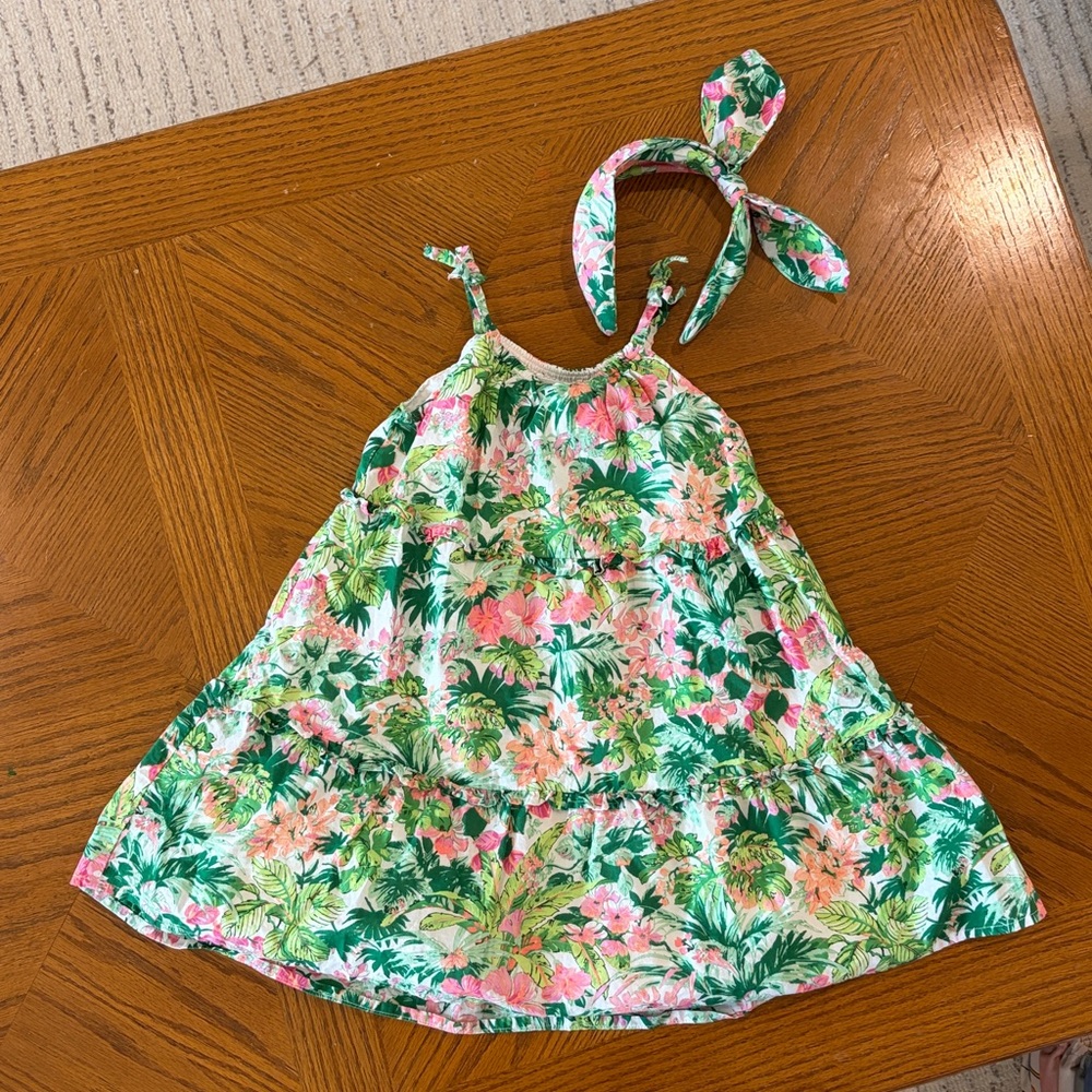 Janie and Jack Tropical Floral Dress and matching Headband